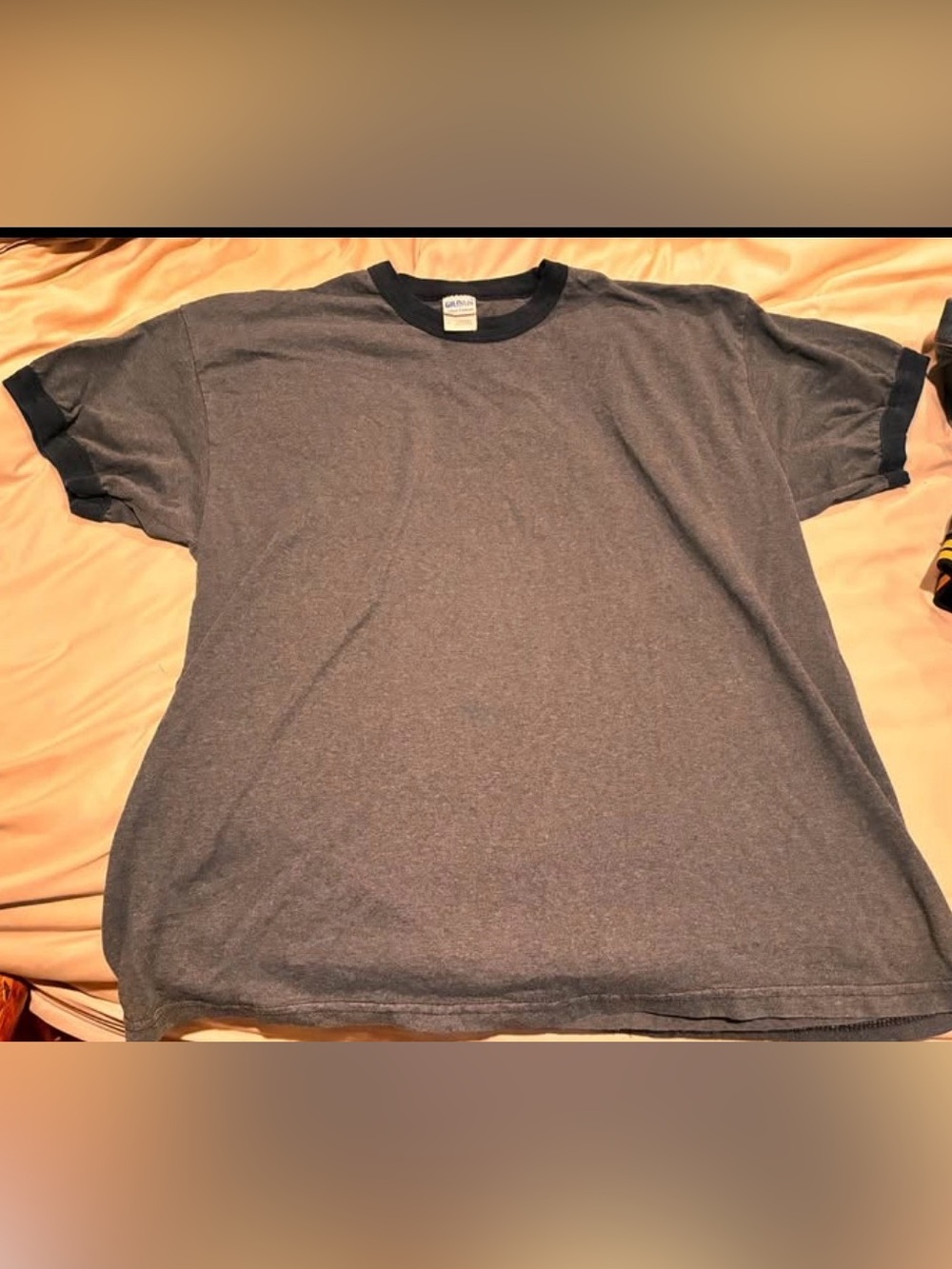 Gildan Men’s Blue Heather Ringer T-Shirt with Navy Trim